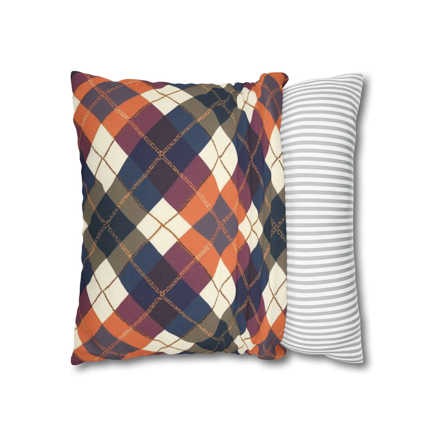 Warm Harvest Argyle Spun Polyester Square Pillowcase - StyleMZ