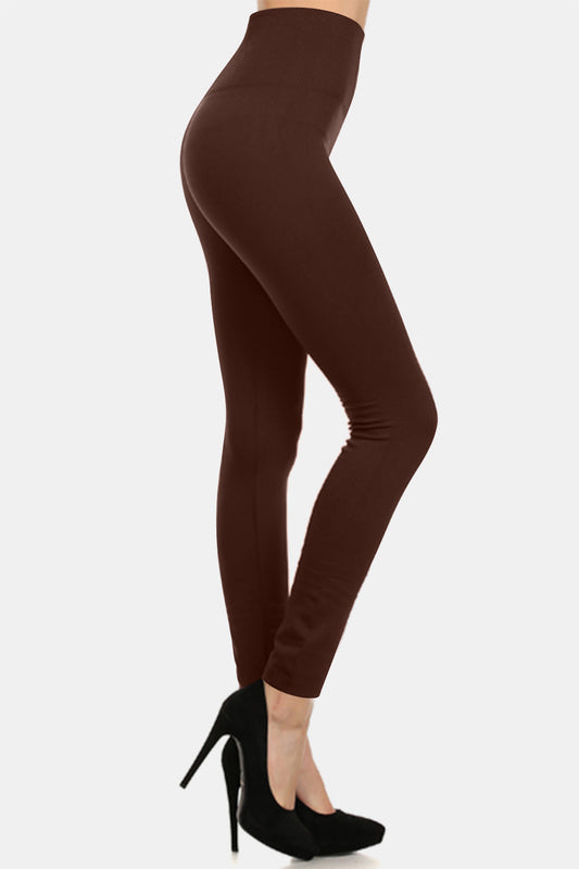 Yelete Full Size Seamless Fleece Lined Leggings for Comfort