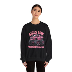 Korea -  Girls like monster trucks Unisex Heavy Blend™ Crewneck Sweatshirt  - StyleMZ