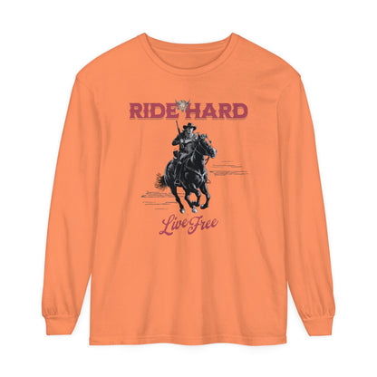 Ride hard Unisex Garment-dyed Long Sleeve T-Shirt - StyleMZ