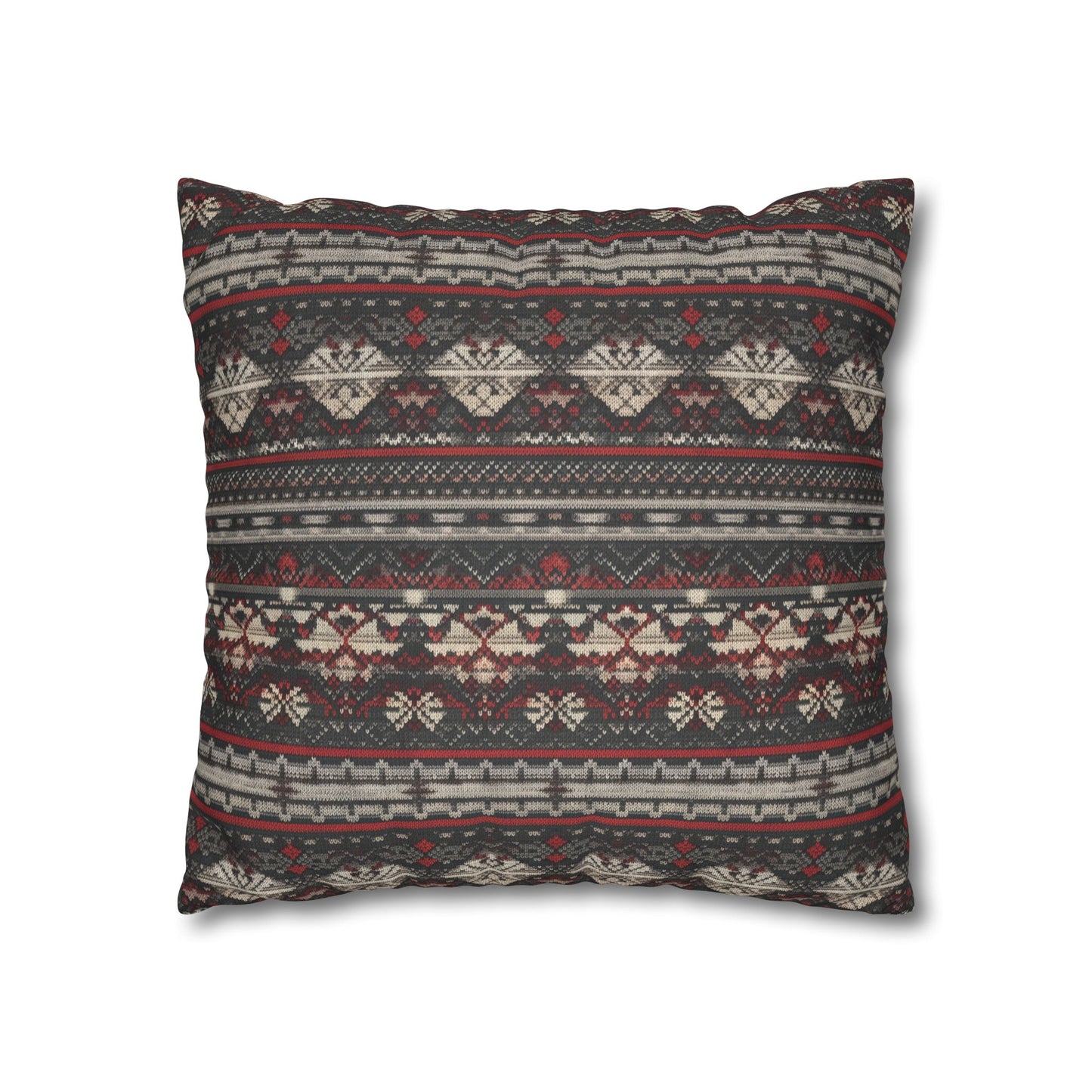 Nordic Knit Pattern Faux Suede Square Pillowcase - StyleMZ