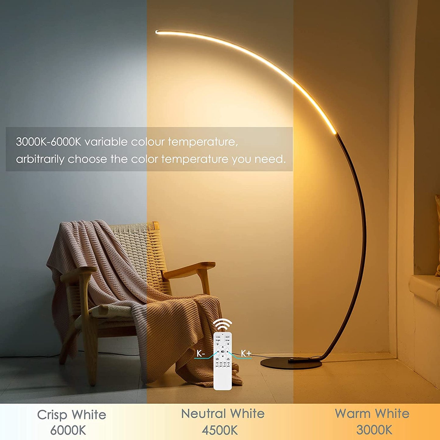 RGBW Modern Curve Floor Lamp New Version Dimmable Design