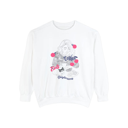 Korea -  Coffee Cats Daydreams Unisex Garment-Dyed Sweatshirt  - StyleMZ