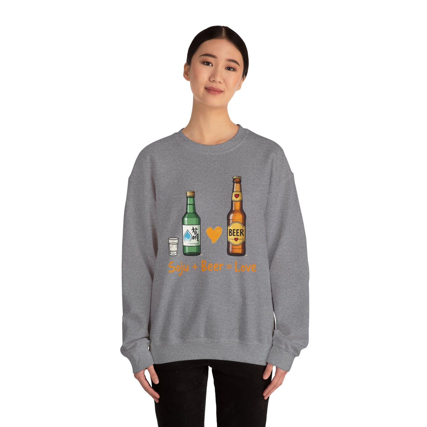 Soju + Beer = Love Unisex Heavy Blend™ Crewneck Sweatshirt - StyleMZ