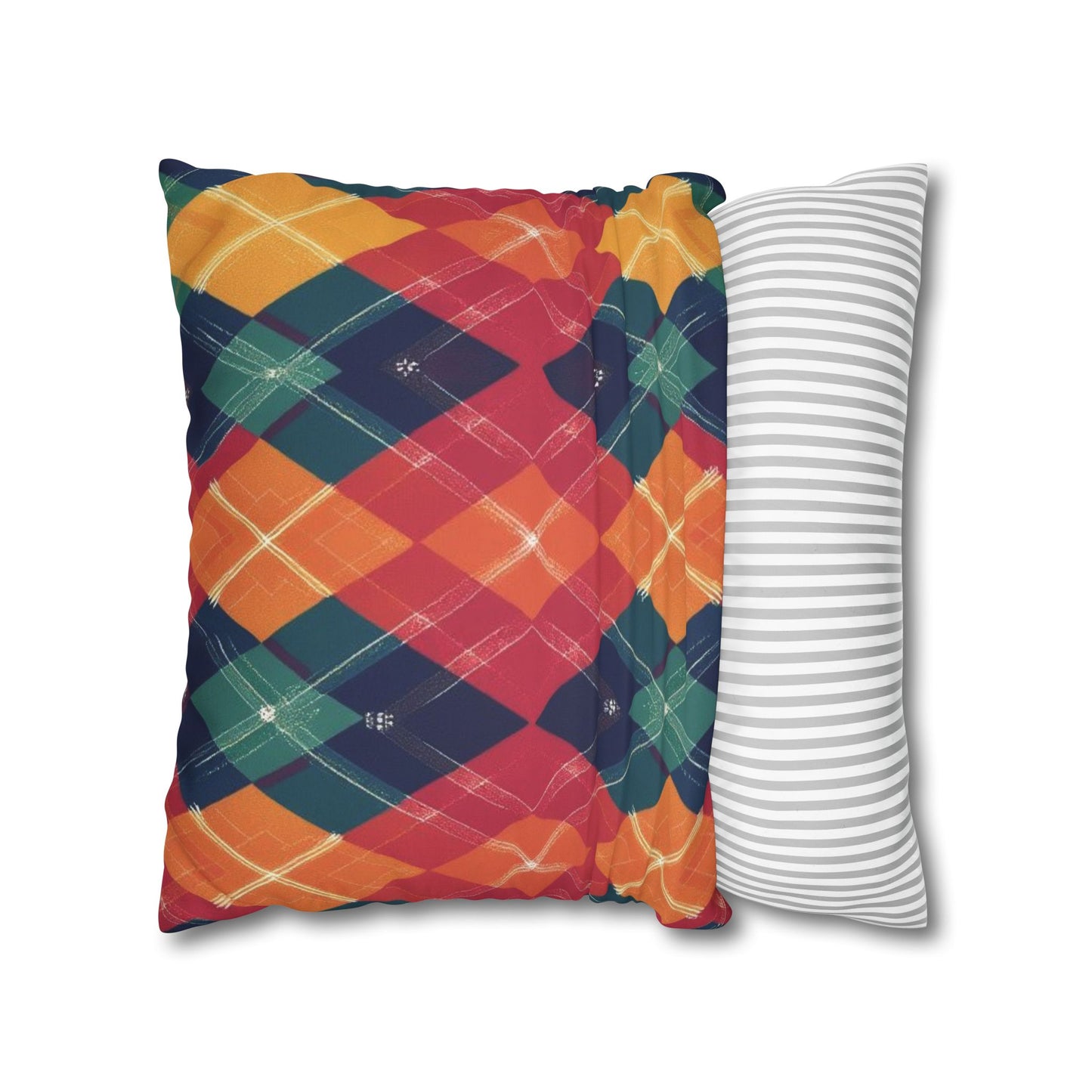 Festive Firelight Plaid Faux Suede Square Pillowcase - StyleMZ