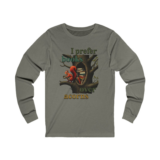 Korea - I prefer books over acorns Unisex Jersey Long Sleeve Tee - StyleMZ - Stylemz