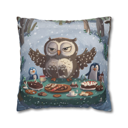 Winter Woodland Feast Spun Polyester Square Pillowcase - StyleMZ