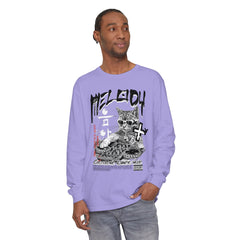 Korea -  DJ Cat Unisex Garment-dyed Long Sleeve T-Shirt  - StyleMZ