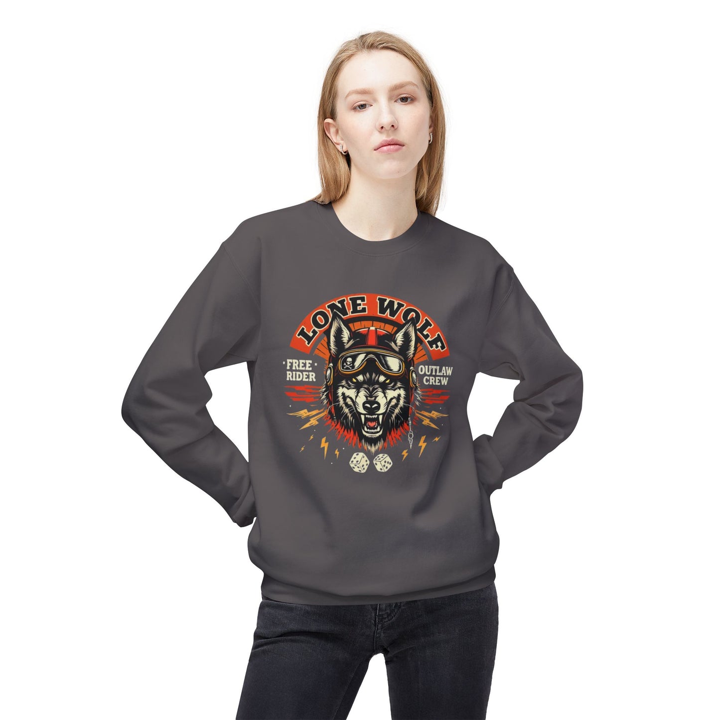 Lone Wolf Unisex Midweight Softstyle Fleece Crewneck Sweatshirt - StyleMZ