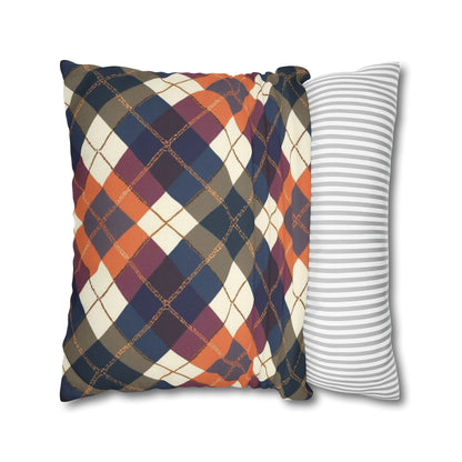 Warm Harvest Argyle Spun Polyester Square Pillowcase - StyleMZ