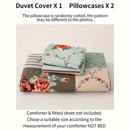 Cozy Pastoral Floral Plaid Duvet Cover Set for Dreamy Bedrooms