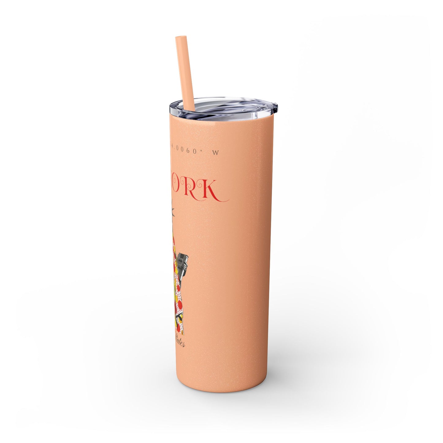 New York Glitter Skinny Tumbler with Straw, 20oz - StyleMZ