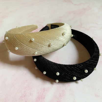 Silky Velvet Pearl Headband for Elegant Style and Comfort