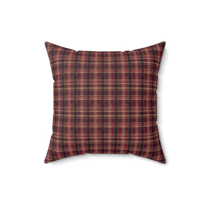 StyleMZ -  Red hues plaid Spun Polyester Square Pillow  - StyleMZ