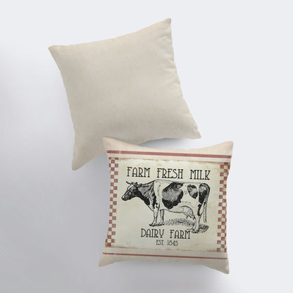 Farm Fresh Milk Dairy Cow Pillow Cover | Farmhouse Decor