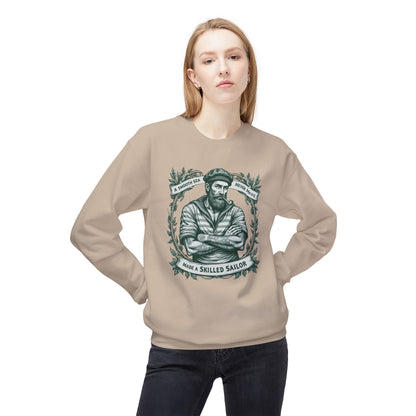 Korea -  A SMOOTH SEA NEVER MADE A SKILLED SAILOR. Unisex Midweight Softstyle Fleece Crewneck Sweatshirt  - StyleMZ