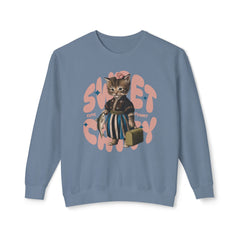 Korea -  Sweet Catty Unisex Lightweight Crewneck Sweatshirt  - StyleMZ