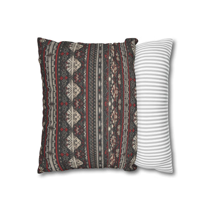 Nordic Knit Pattern Faux Suede Square Pillowcase - StyleMZ