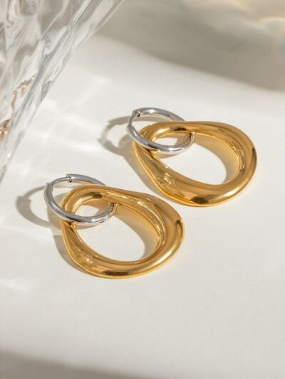 18K Gold-Plated Earrings - Asymmetrical 18K Gold-Plated Stainless - Stylemz