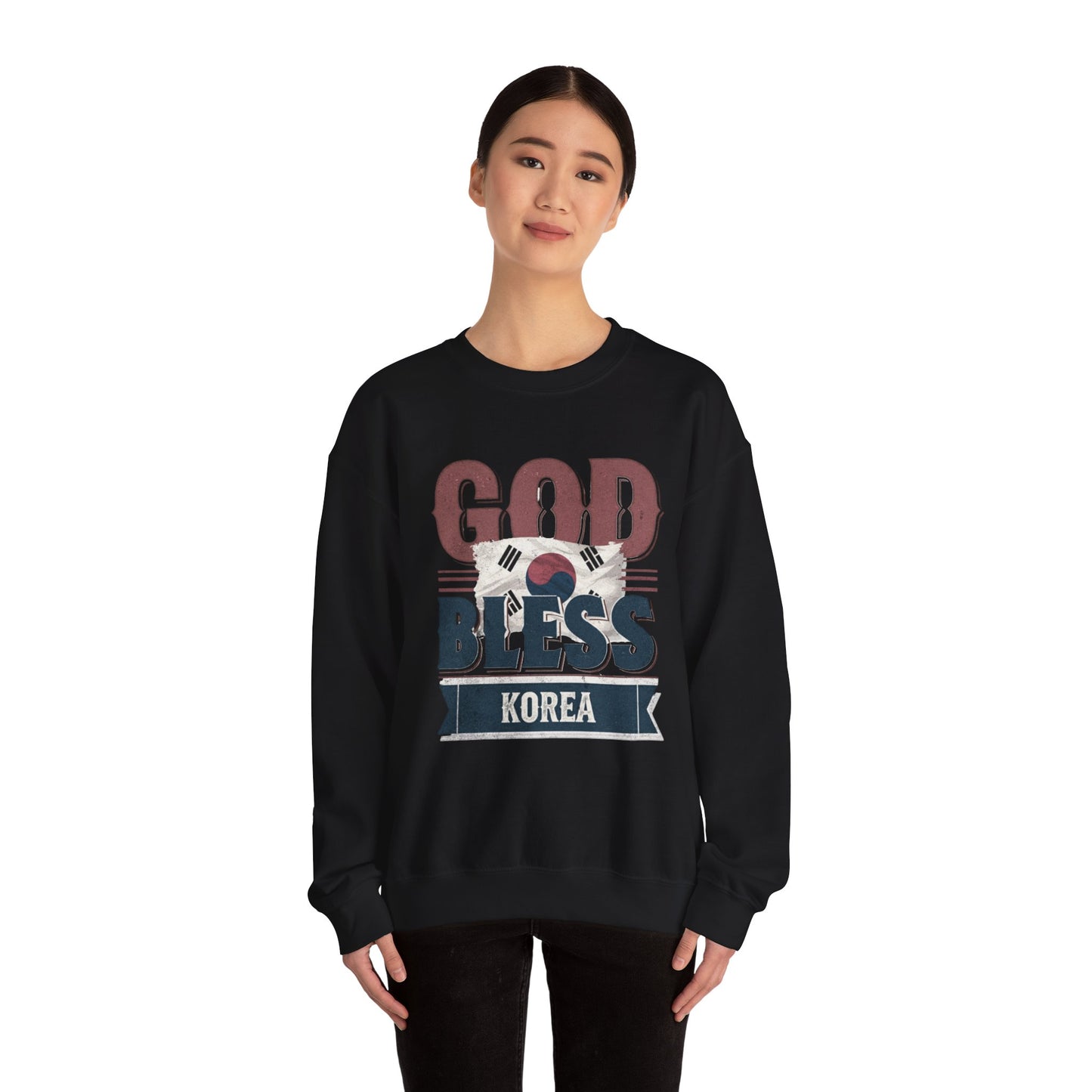 God bless Korea Unisex Heavy Blend™ Crewneck Sweatshirt - StyleMZ