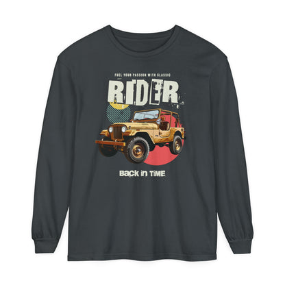 Korea -  Rider Back in Time Unisex Garment-dyed Long Sleeve T-Shirt  - StyleMZ