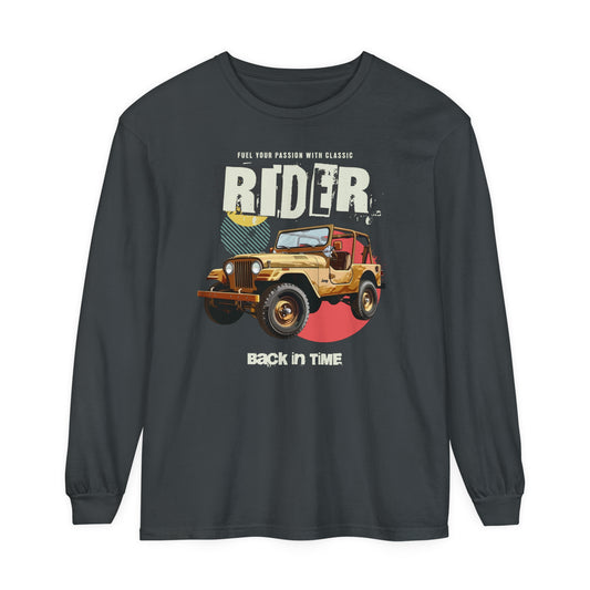 Korea - Rider Back in Time Unisex Garment-dyed Long Sleeve T-Shirt - StyleMZ - Stylemz