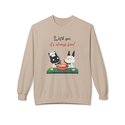 Korea -  With you it's always fun Unisex Midweight Softstyle Fleece Crewneck Sweatshirt  - StyleMZ