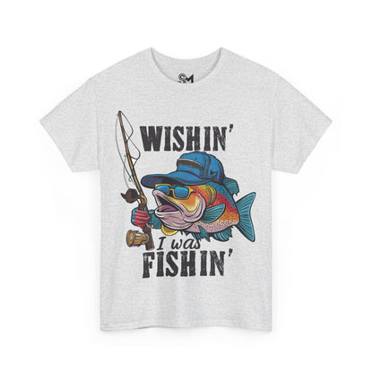 Whishing I was fishing Unisex Heavy Cotton Tee - StyleMZ