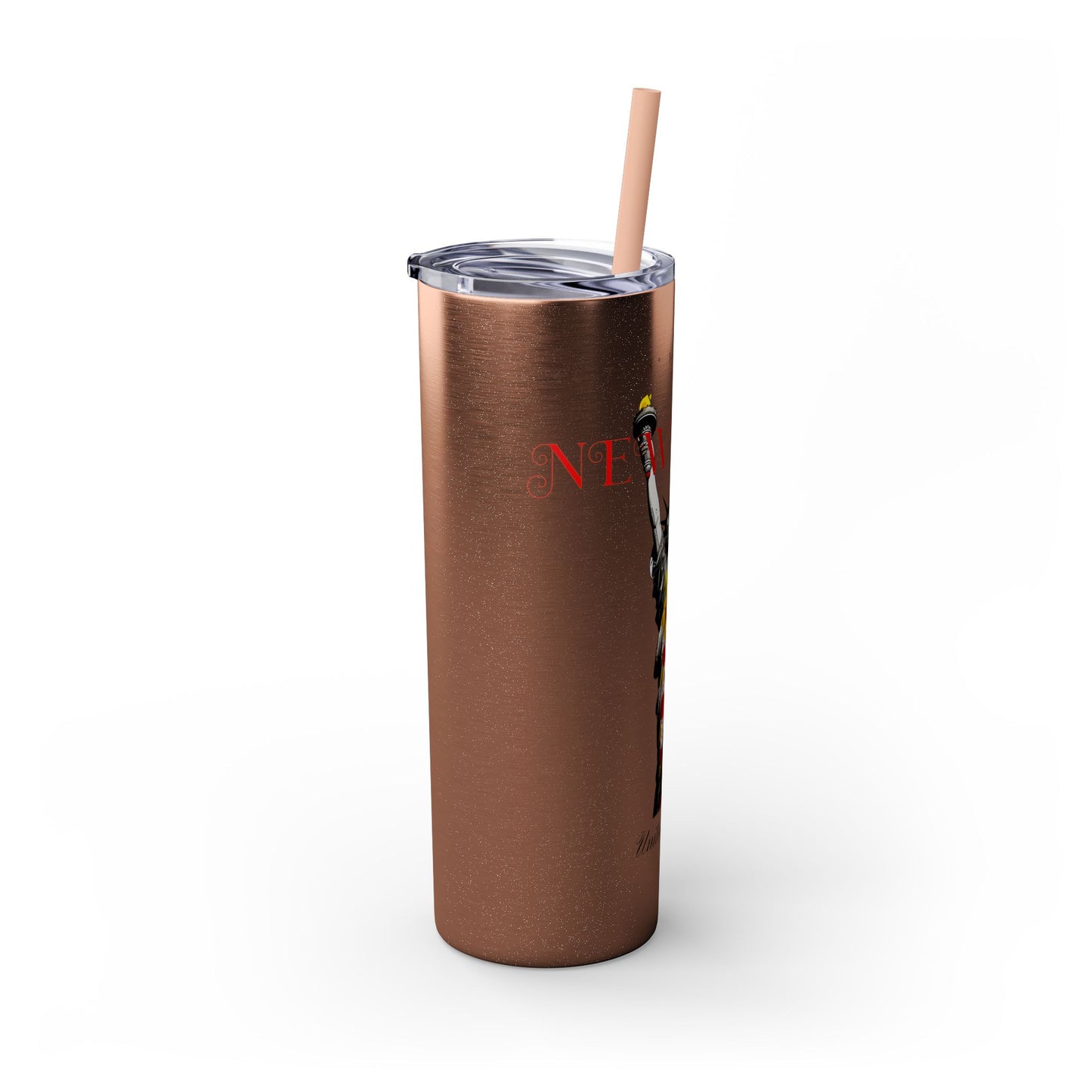 New York Glitter Skinny Tumbler with Straw, 20oz - StyleMZ