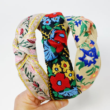 French Floral Embroidered Headband for Stylish Comfort