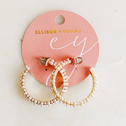 Delicate Pearl Deco Hoop Earrings for Everyday Elegance