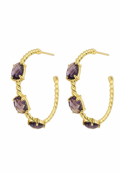 Elegant Doha Earrings with 18K Gold-Plating and Stones