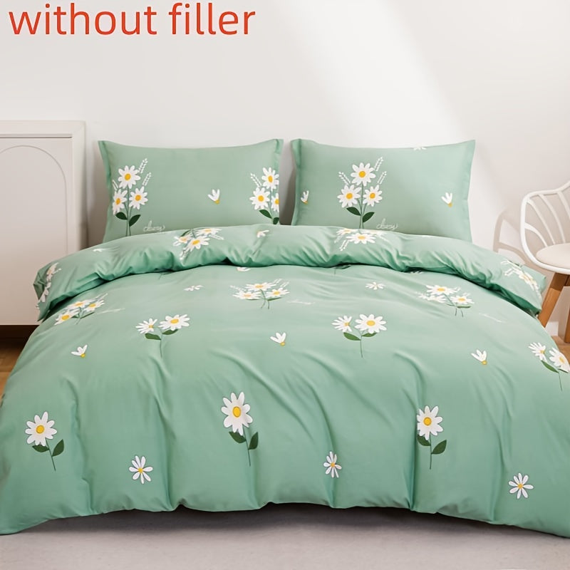 Daisy Print 3 Piece Duvet Set Soft and Comfortable Bedding