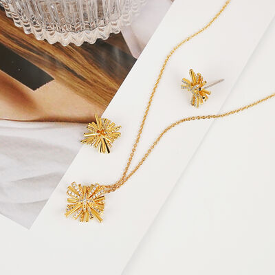 Starburst Gold-Plated Earrings and Necklace Set - Stylemz