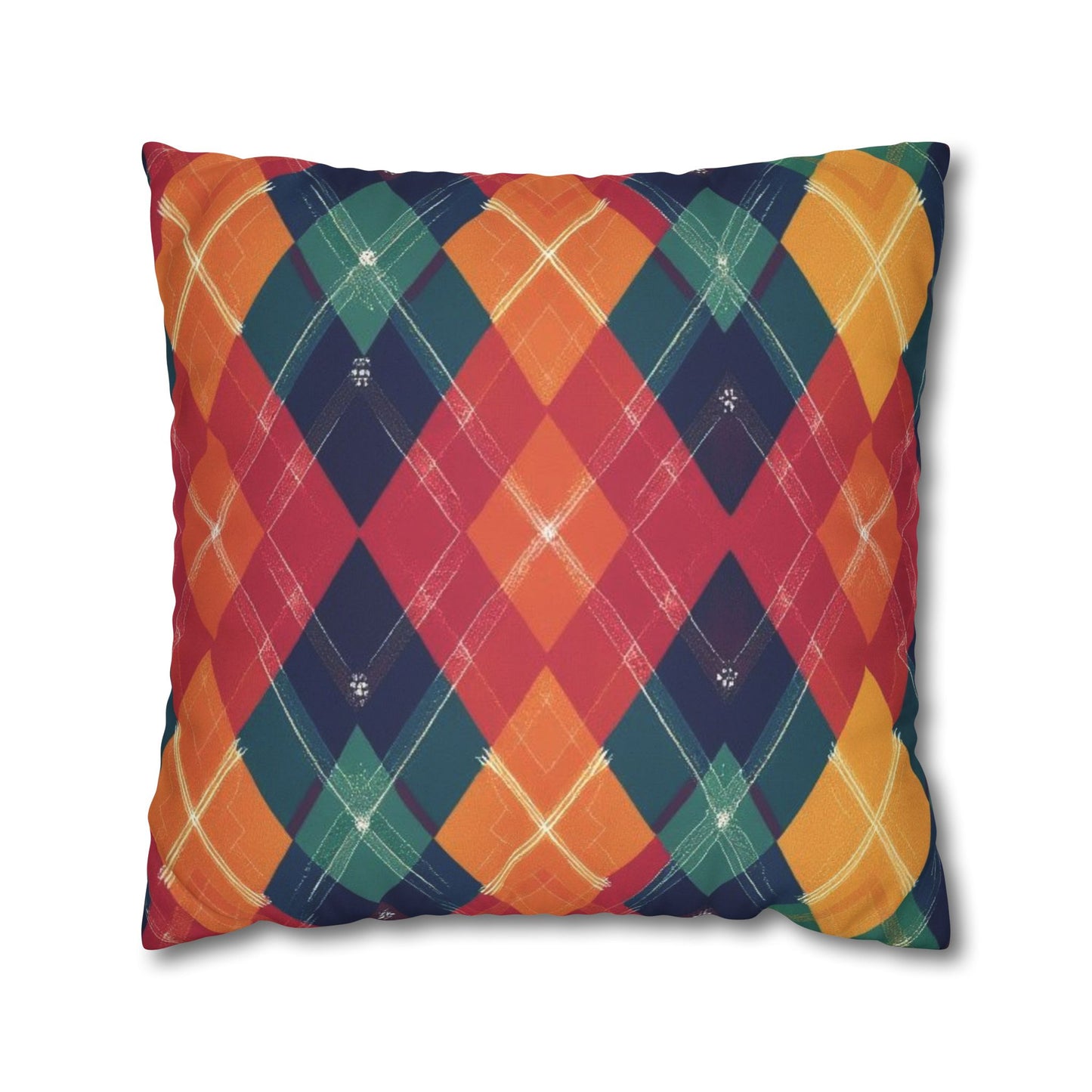 Festive Firelight Plaid Faux Suede Square Pillowcase - StyleMZ