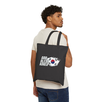 God bless Korea Cotton Canvas Tote Bag - StyleMZ