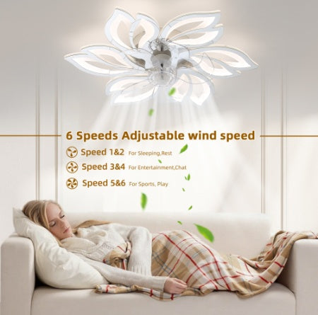 Acrylic Ceiling Fan with Remote, 6 Speed & Dimmable Light