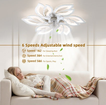 Acrylic Ceiling Fan with Remote, 6 Speed & Dimmable Light