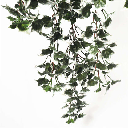 80cm Mixed Green & White Tipped Hanging Artificial Ivy Bush UV Stable