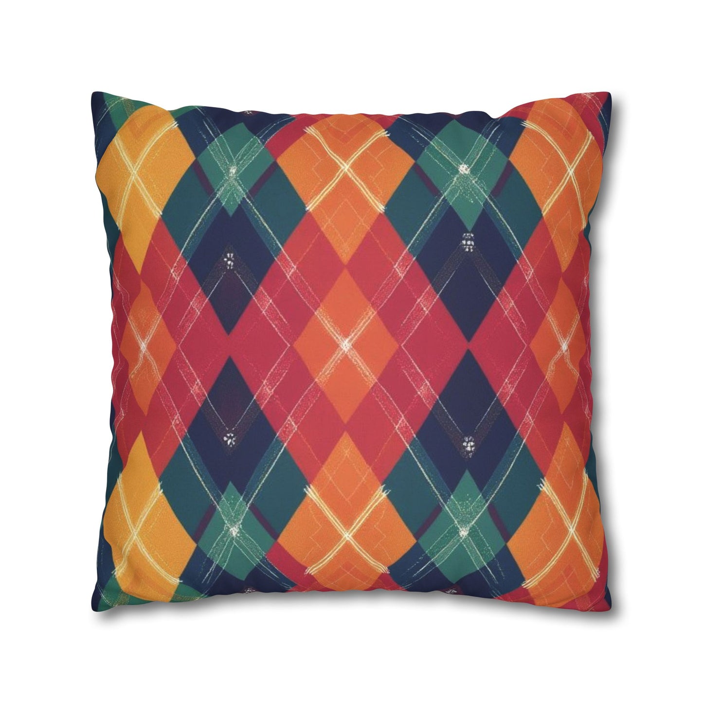 Festive Firelight Plaid Faux Suede Square Pillowcase - StyleMZ