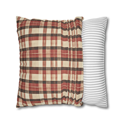 StyleMZ -  Foliage hue plaid Spun Polyester Square Pillowcase  - StyleMZ