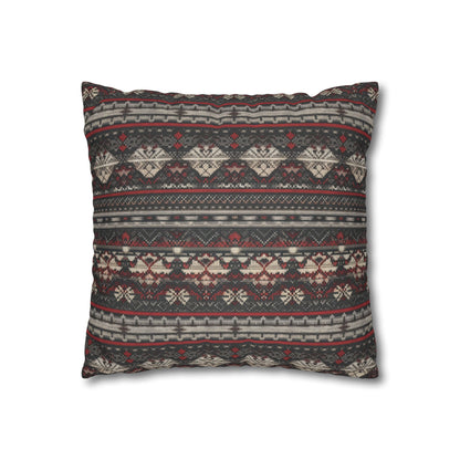 Nordic Knit Pattern Faux Suede Square Pillowcase - StyleMZ