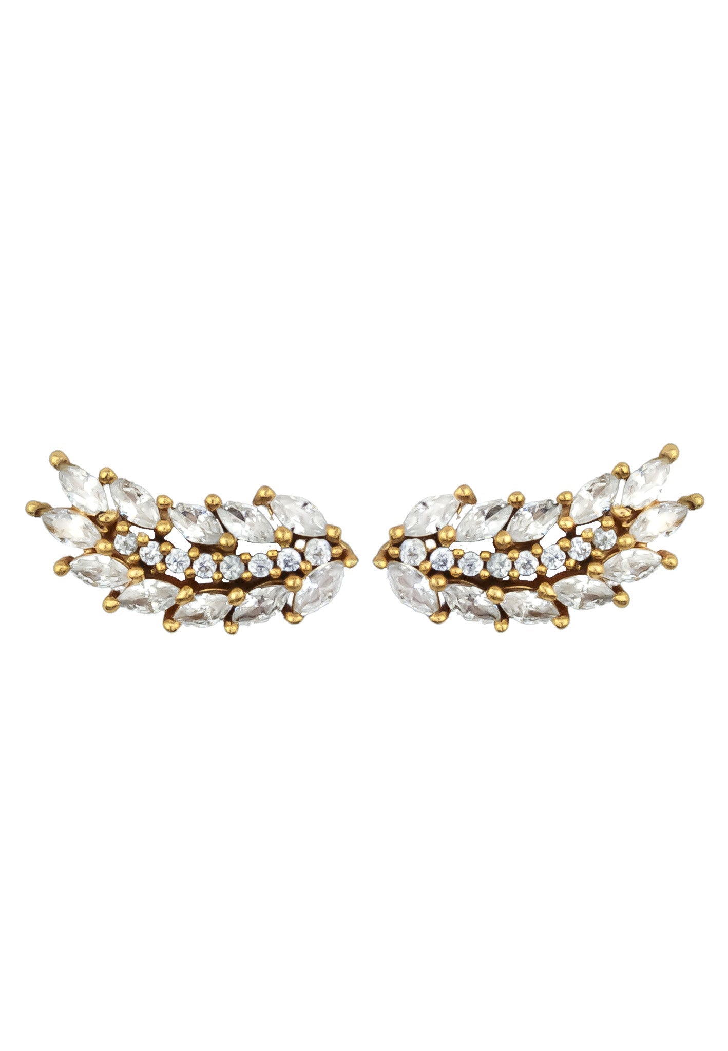 Cruise Wings Earrings with Zirconia Stones and Gold Plating