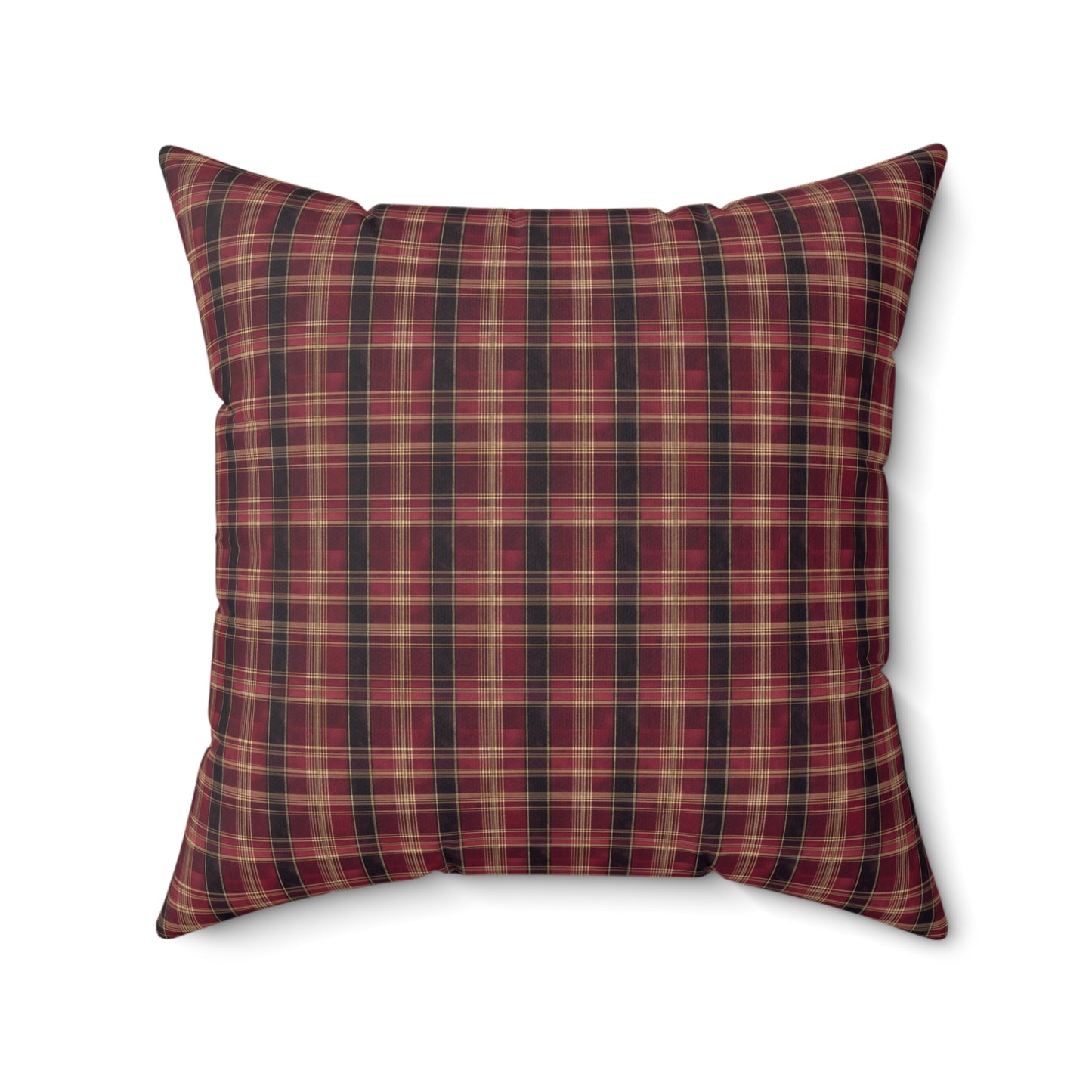 StyleMZ -  Red hues plaid Spun Polyester Square Pillow  - StyleMZ