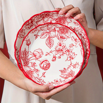 Elegant Rose Floral Salad Plates Set Ideal Gift for Foodies