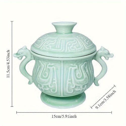 Artisanal Celadon Ceramic Stew Pot with Lid 250ml - Chic & Handmade