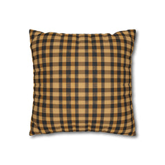 Yellow hue plaid Faux Suede Square Pillowcase  - StyleMZ