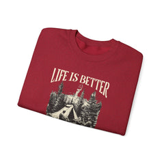 Sudadera unisex con cuello redondo y mezcla pesada Life is better - Corea - StyleMZ 