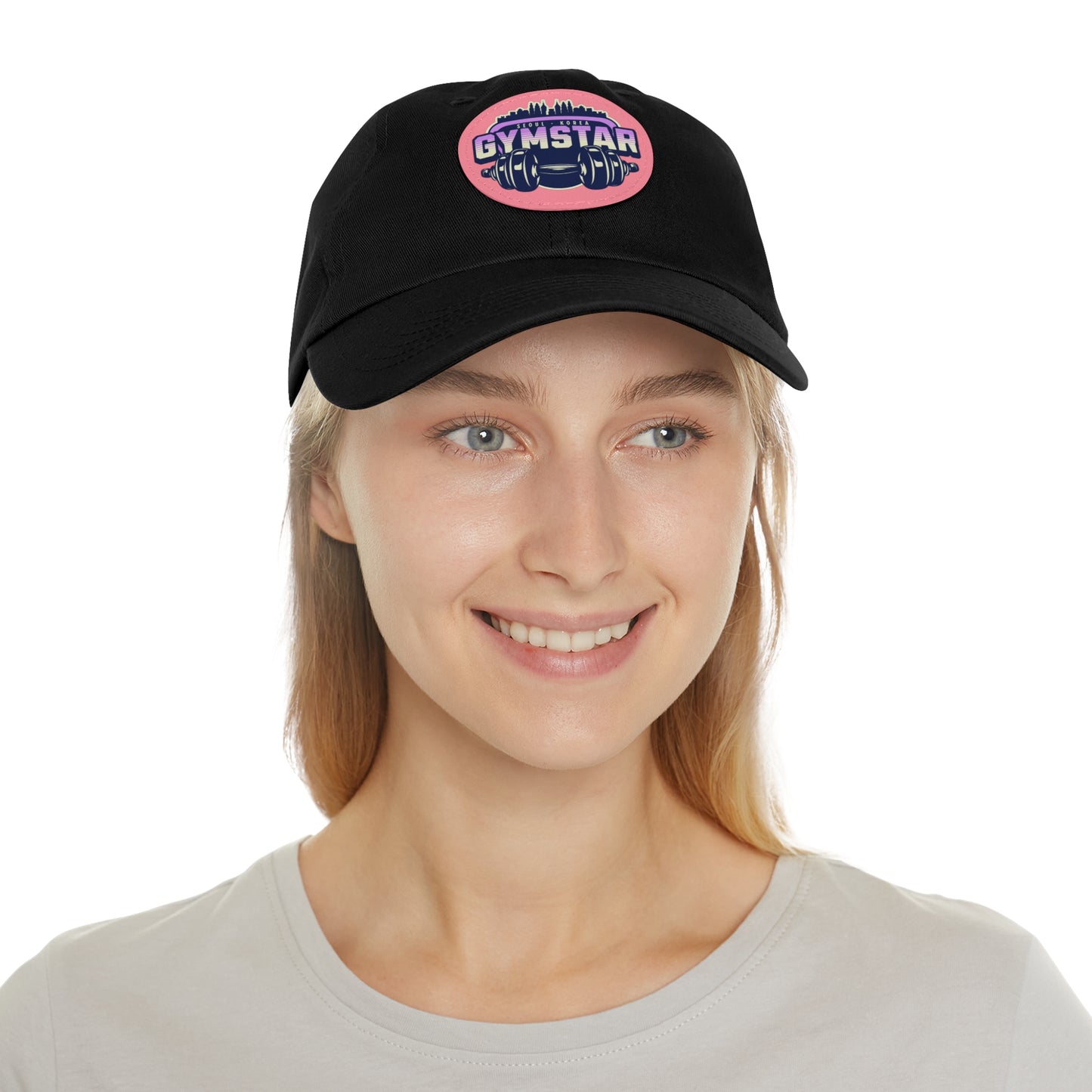 Korea -  GYMSTAR Hat with Leather Patch (Round)  - StyleMZ