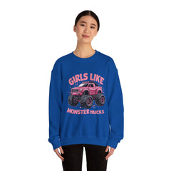 Korea -  Girls like monster trucks Unisex Heavy Blend™ Crewneck Sweatshirt  - StyleMZ